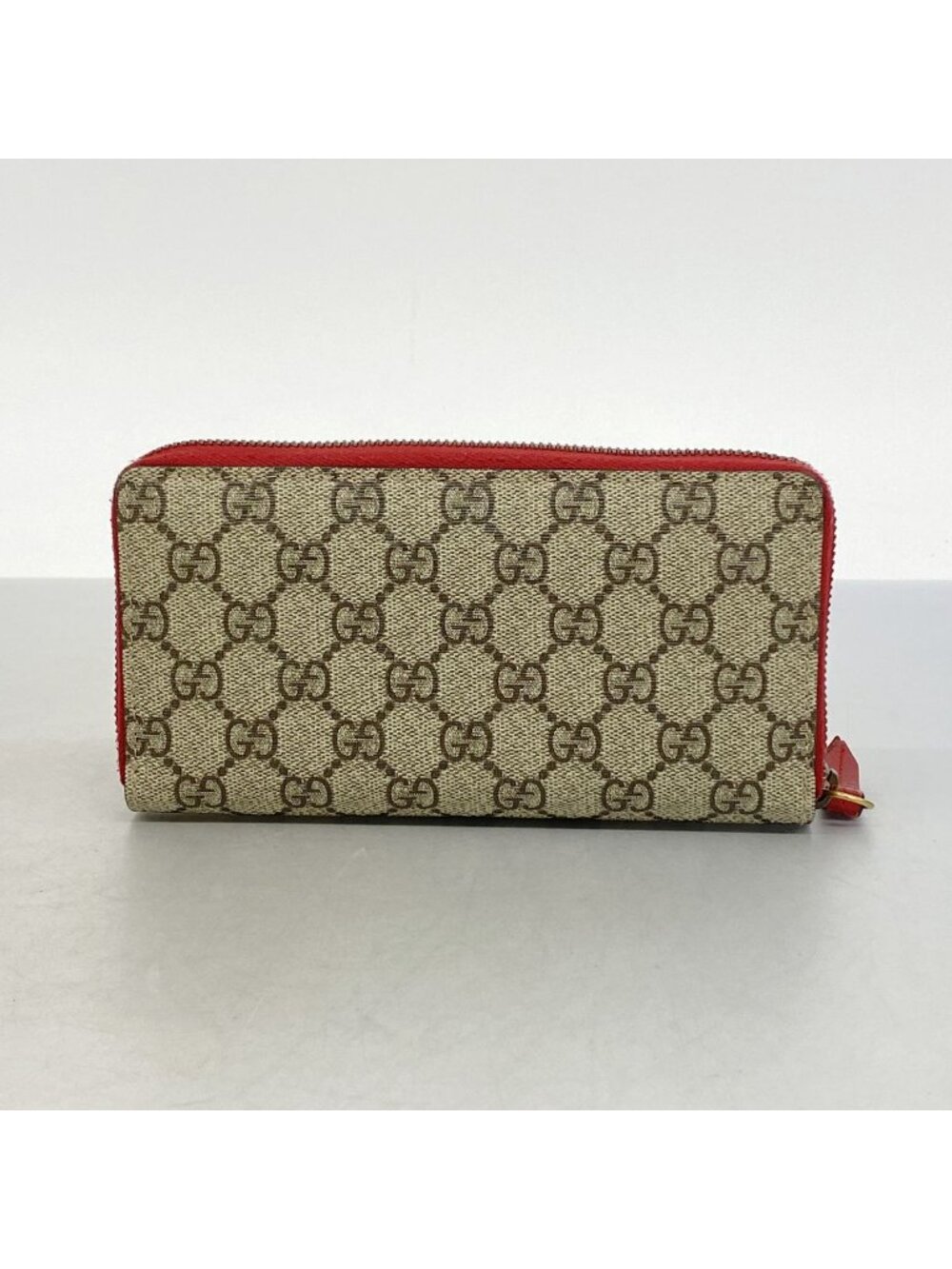 Gucci Wallet GG Supreme Cherry Beige Red Gold - Picture 9 of 9